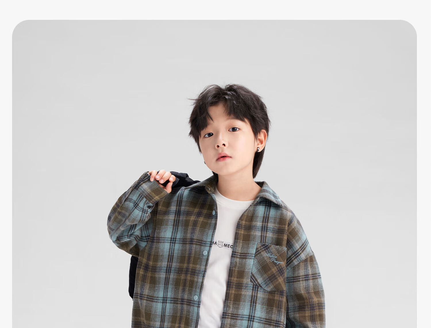 Zuo Xi Boys' Plaid Shirt 2025 New Children's Long Sleeve Shirt Autumn Boys' Jacket Coffee Color 110 9